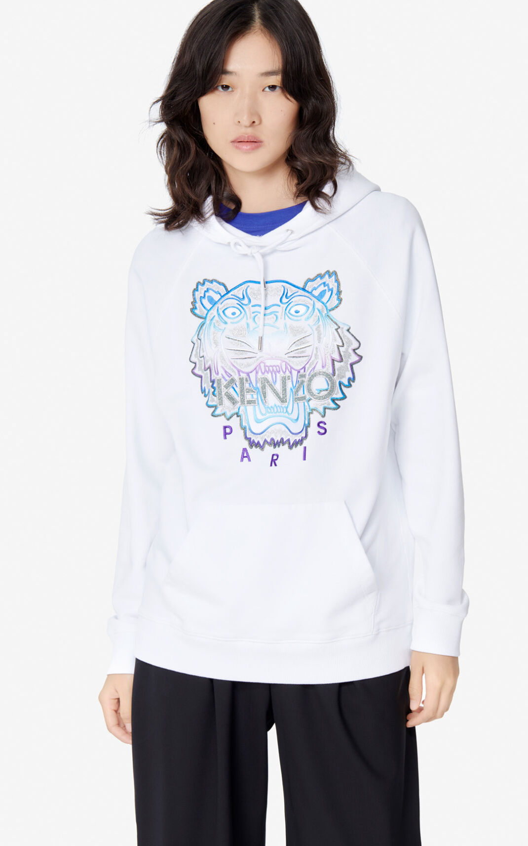 Moletom Kenzo Hooded Tiger Feminino - Branco | 762IPWQOV